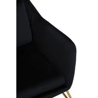 Stockholm Black Velvet Armchair with Gold Metal Legs