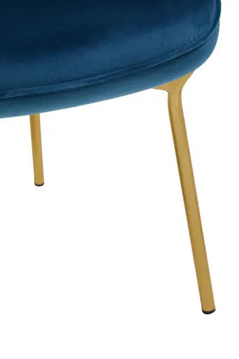 Stockholm Blue Velvet Chair with Gold Finish Tapered Legs