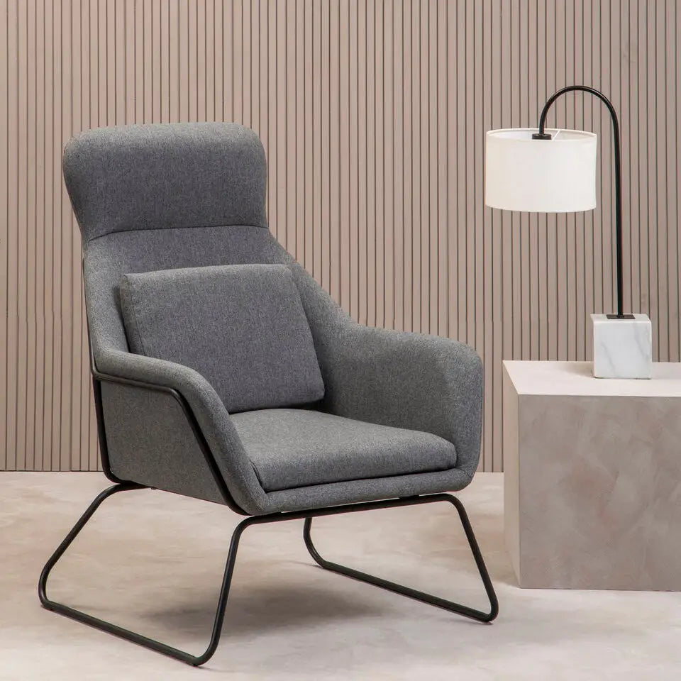Stockholm Grey Fabric High Back Armchair