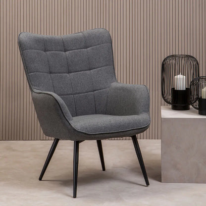 Stockholm Grey Fabric Tufted Chair
