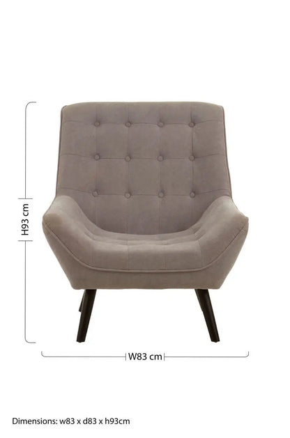 Stockholm Grey Linen Effect Button Tufted Accent Chair