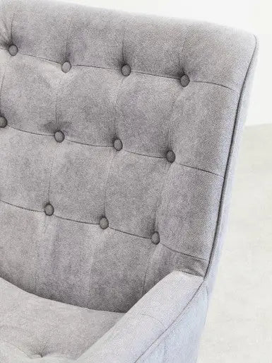 Stockholm Grey Linen Effect Button Tufted Accent Chair