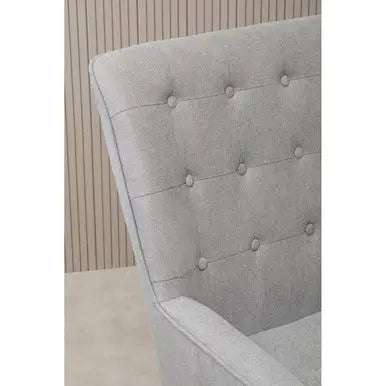 Stockholm Grey Linen Effect Button Tufted Accent Chair