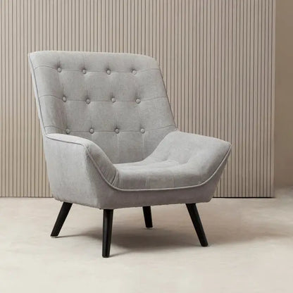 Stockholm Grey Linen Effect Button Tufted Accent Chair