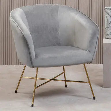 Stockholm Grey Velvet Curved Accent Chair