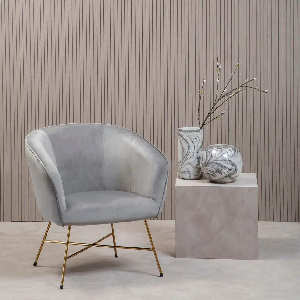 Stockholm Grey Velvet Curved Accent Chair