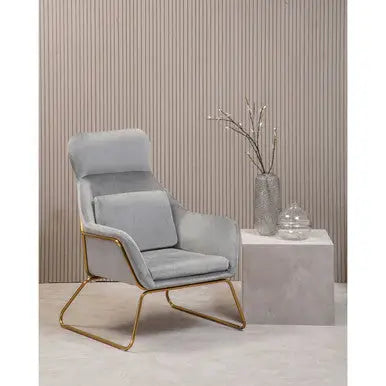 Stockholm Grey Velvet High Back Armchair