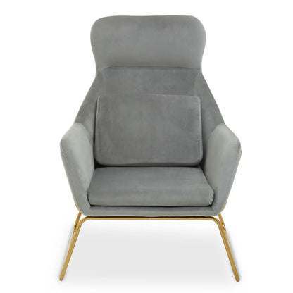 Stockholm Grey Velvet High Back Armchair