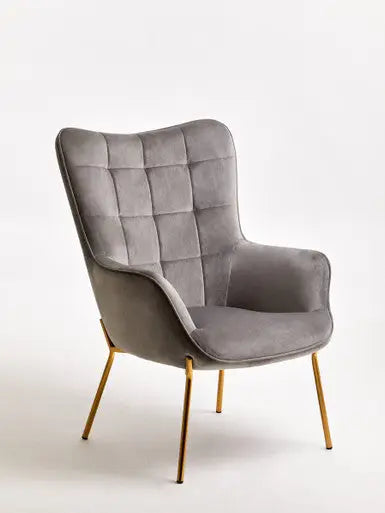 Stockholm Grey Velvet Tufted Chair