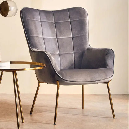 Stockholm Grey Velvet Tufted Chair