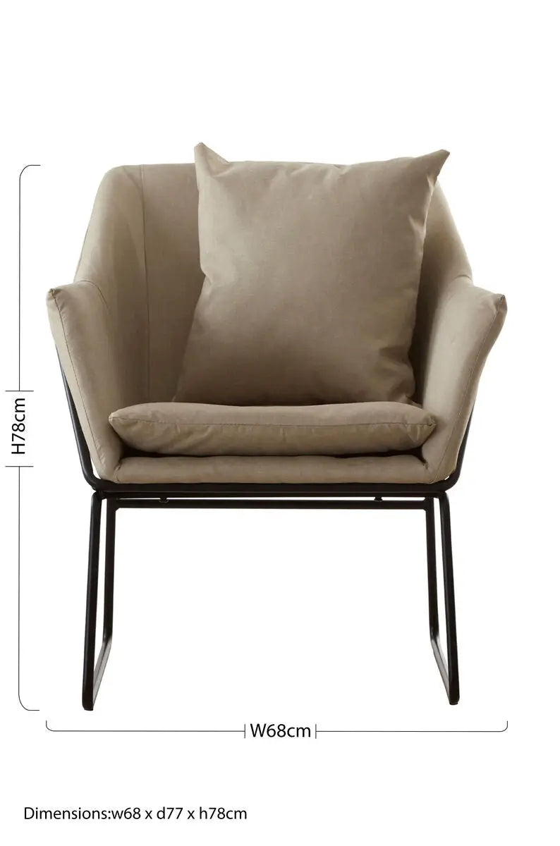 Stockholm Stone Fabric Armchair with Cushion