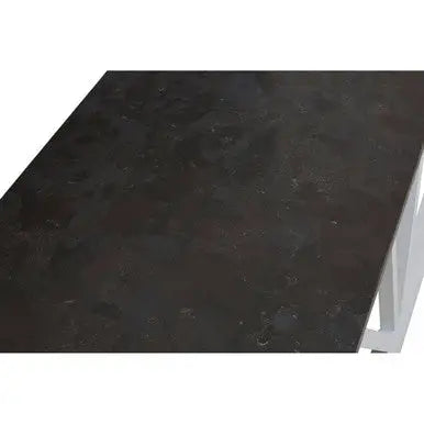 Stone Top Rectangular Coffee Table with White Alder Wood Base, Monas