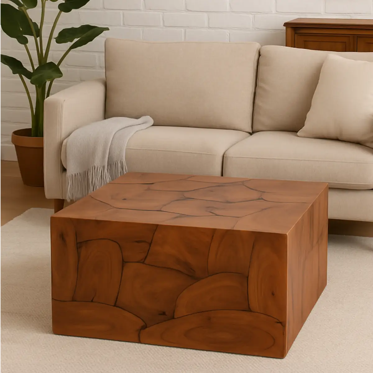 Surak Teak Wood Square Coffee Table