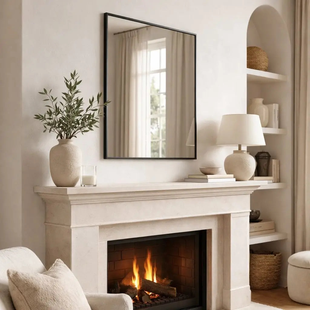Takara - Black Metal Rectangle Mirror - 70cm x 50cm