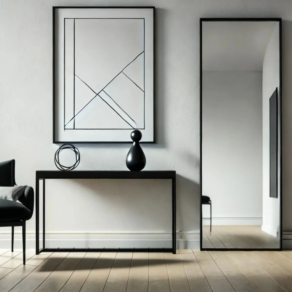 Takara - Full Length Black Metal Rectangle Mirror - 160cm x 60cm