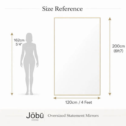 Takara - Full Length Black Metal Rectangle Mirror - 200cm x 120cm