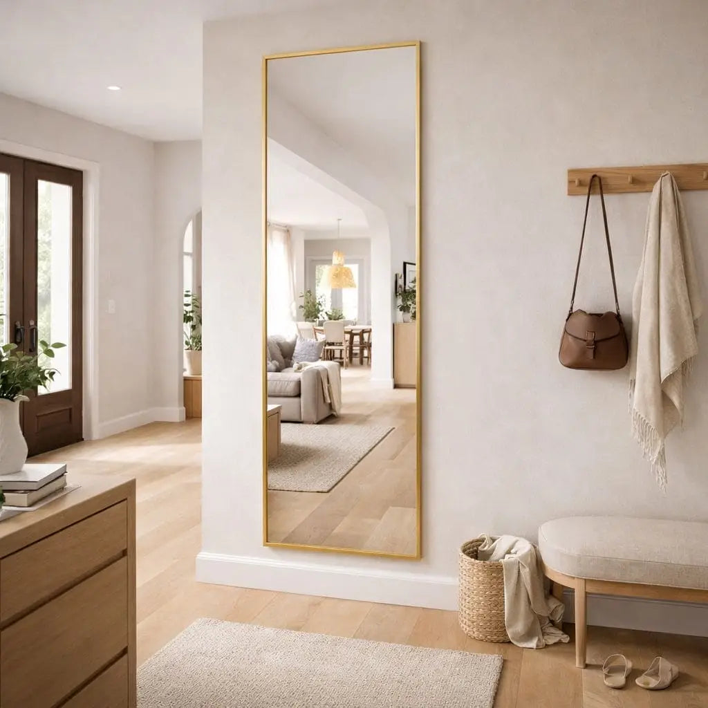 Takara - Full Length Gold Metal Rectangle Mirror - 180cm x 60cm