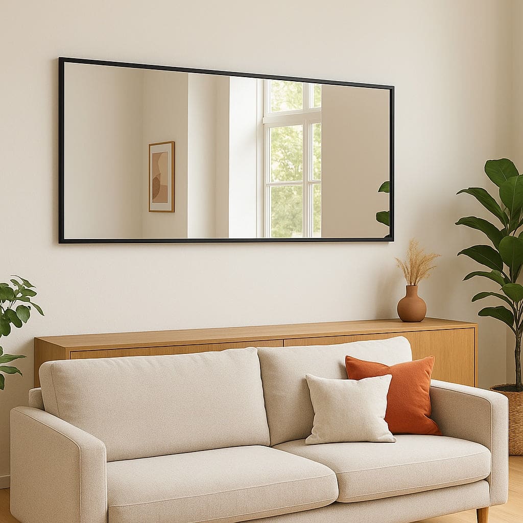 Takara - Full Length Leaner Black Metal Rectangle Mirror - 180cm x 90cm