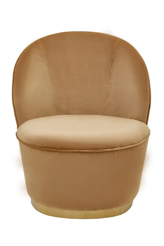 Tamra Beige Velvet Gold Base Chair