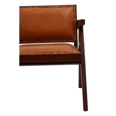 Tan Leather and Teak Frame Dining Chair | Inca