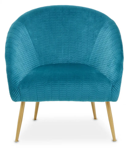 Tania Blue Wood and Metal Occasional Chair with Curved Back