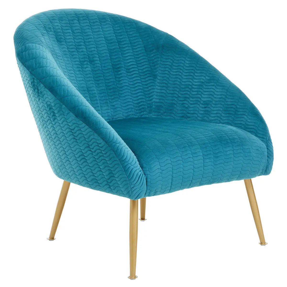 Tania Blue Wood and Metal Occasional Chair with Curved Back