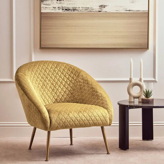 Tania Gold Velvet Occasional Chair with Curved Back