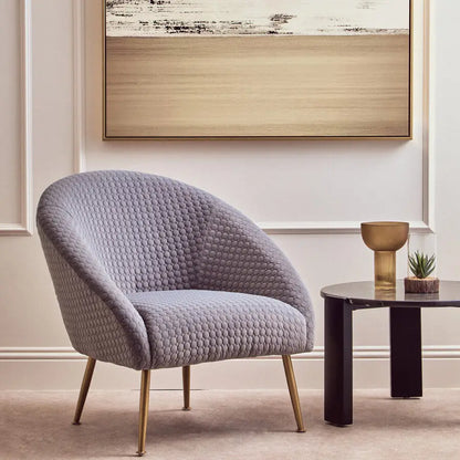 Tania Grey Velvet Statement Chair with Gold Finish Legs