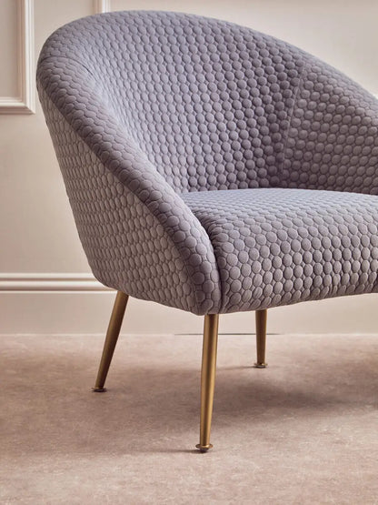 Tania Grey Velvet Statement Chair with Gold Finish Legs