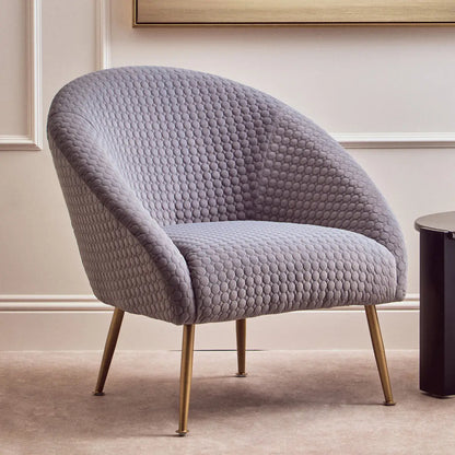 Tania Grey Velvet Statement Chair with Gold Finish Legs