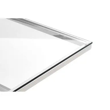Tempered Glass Top Coffee Table with Silver Sculptural Pyramid Frame Base, Allure
