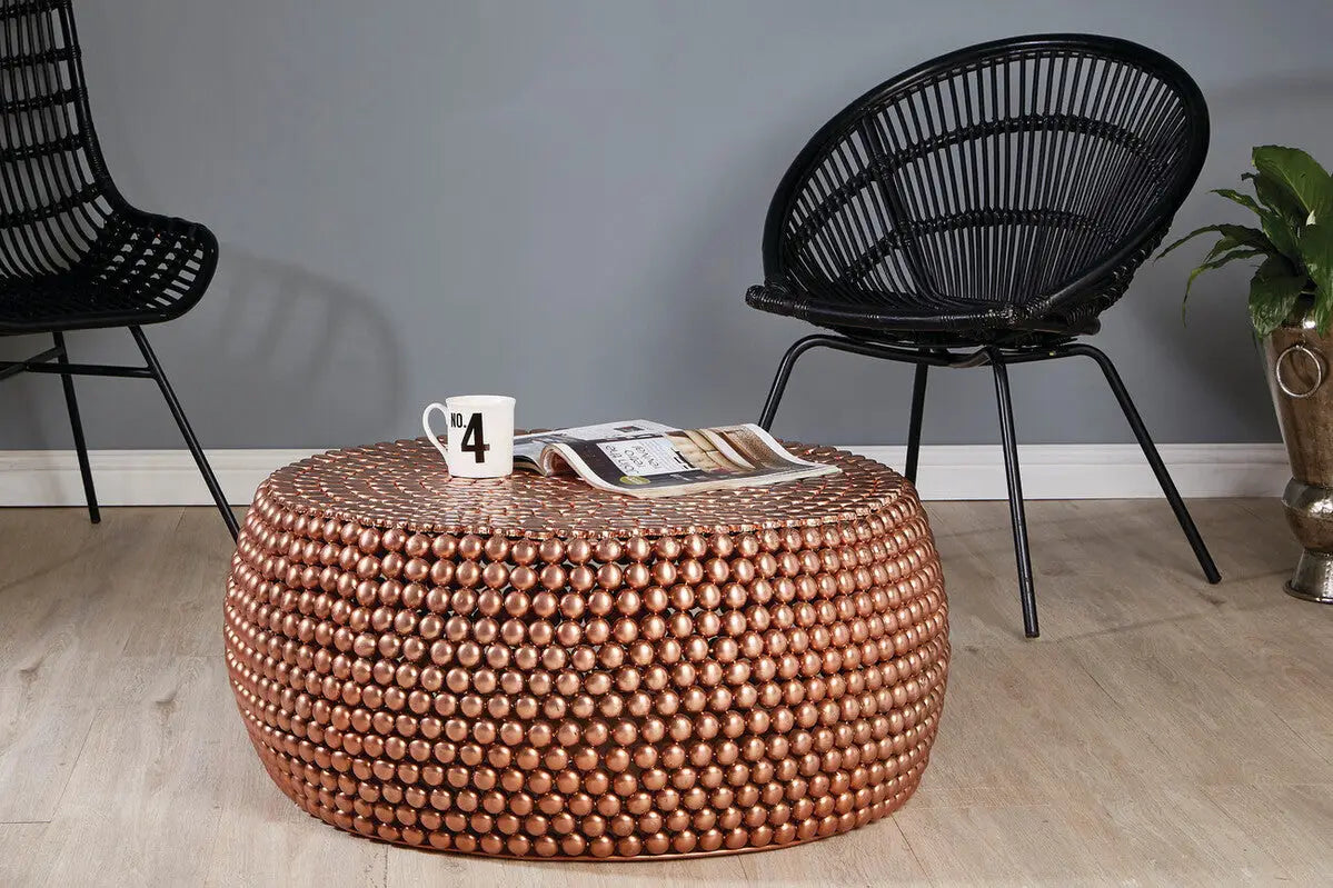 Templar Copper Finish Beaded Coffee Table
