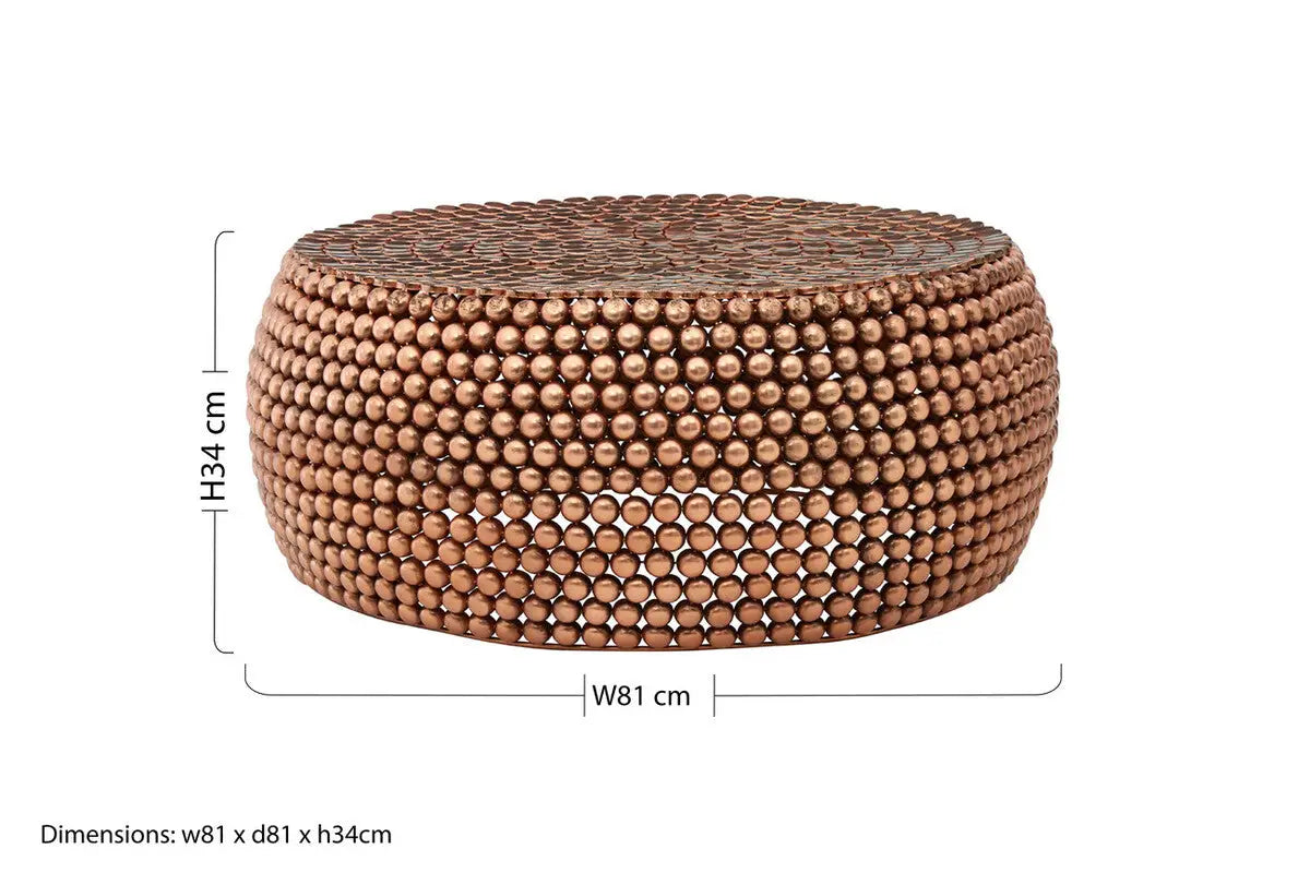 Templar Copper Finish Beaded Coffee Table