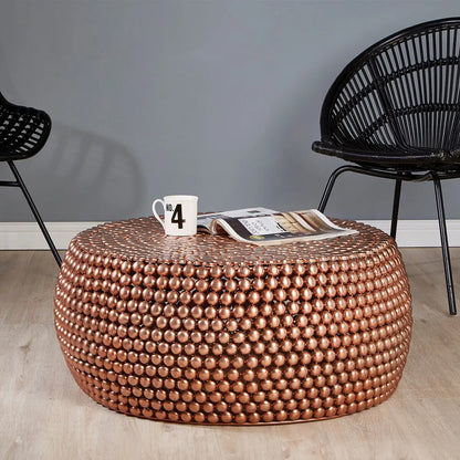Templar Copper Finish Beaded Coffee Table