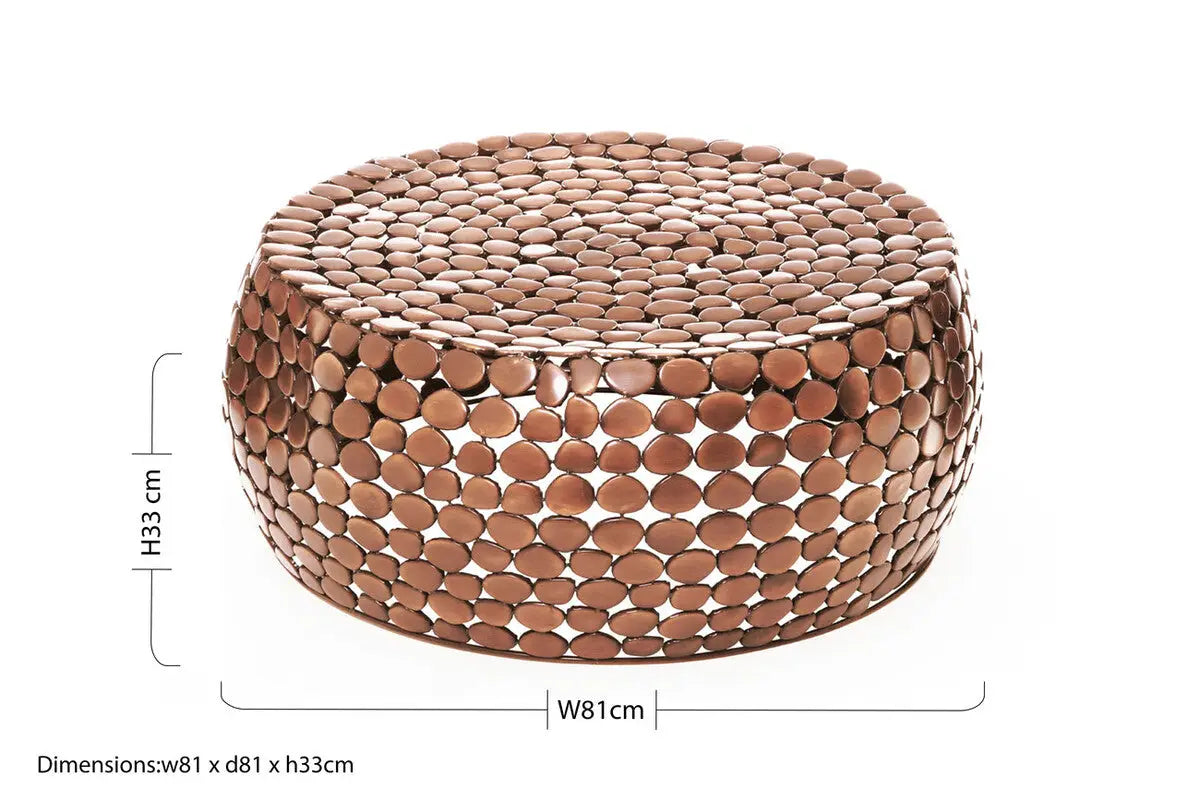 Templar Copper Finish Pebble Design Coffee Table