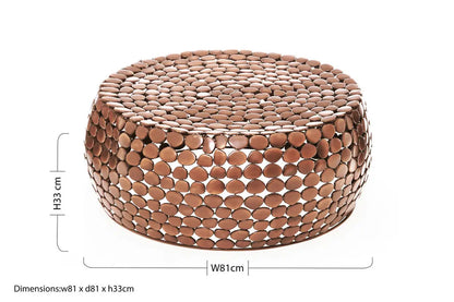 Templar Copper Finish Pebble Design Coffee Table