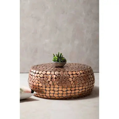 Templar Copper Finish Pebble Design Coffee Table