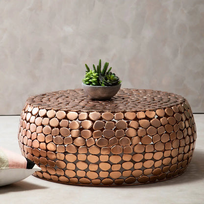 Templar Copper Finish Pebble Design Coffee Table