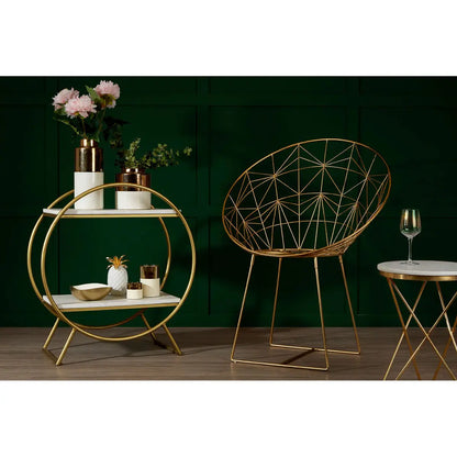 Templar Gold Finish Wire Frame Occasional Chair