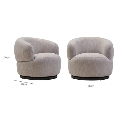 Textured Grey Curved Swivel Chair | Bordo