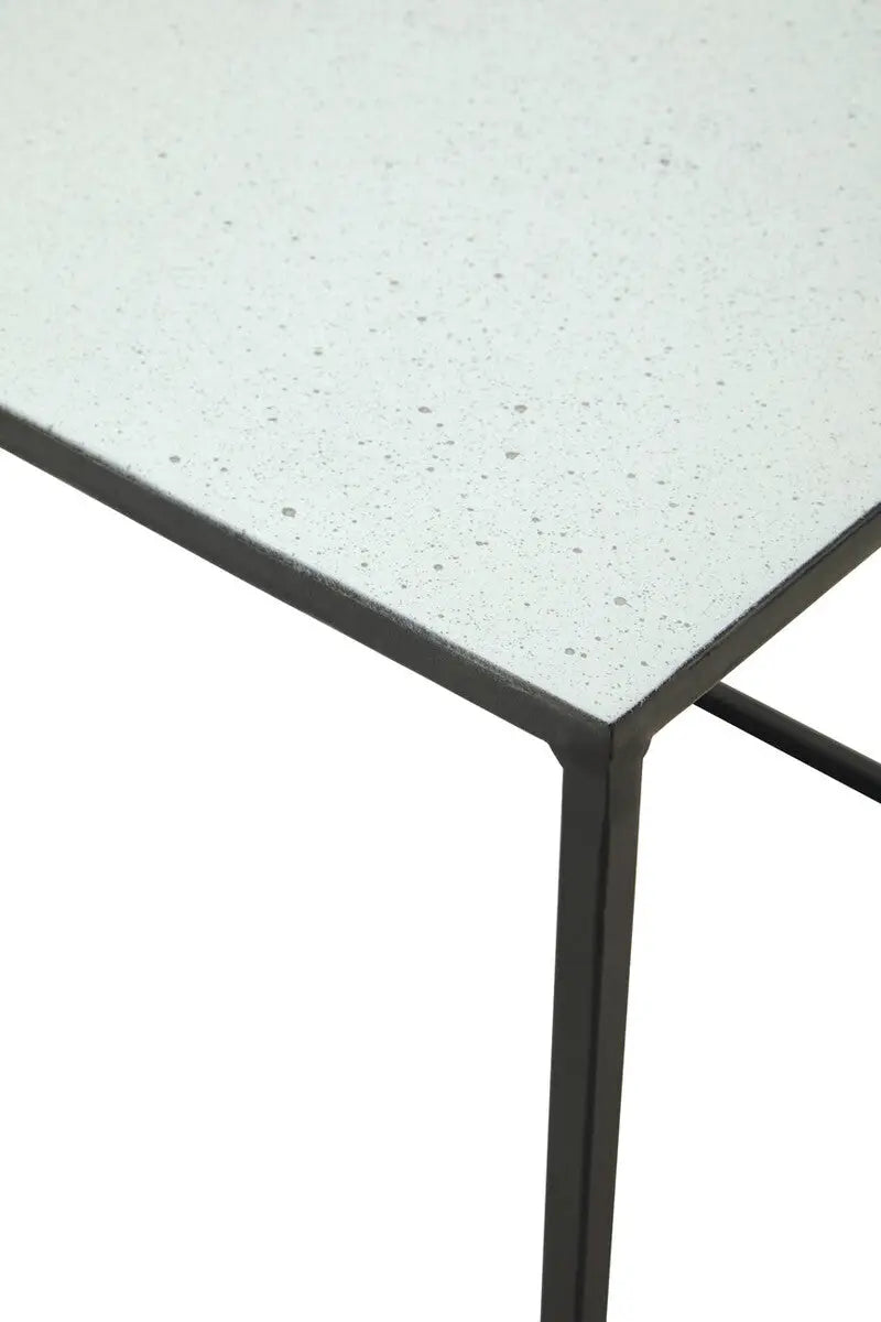 Three Piece Black and White Ombre Coffee Table Set with Slim Metal Frame, Ramus