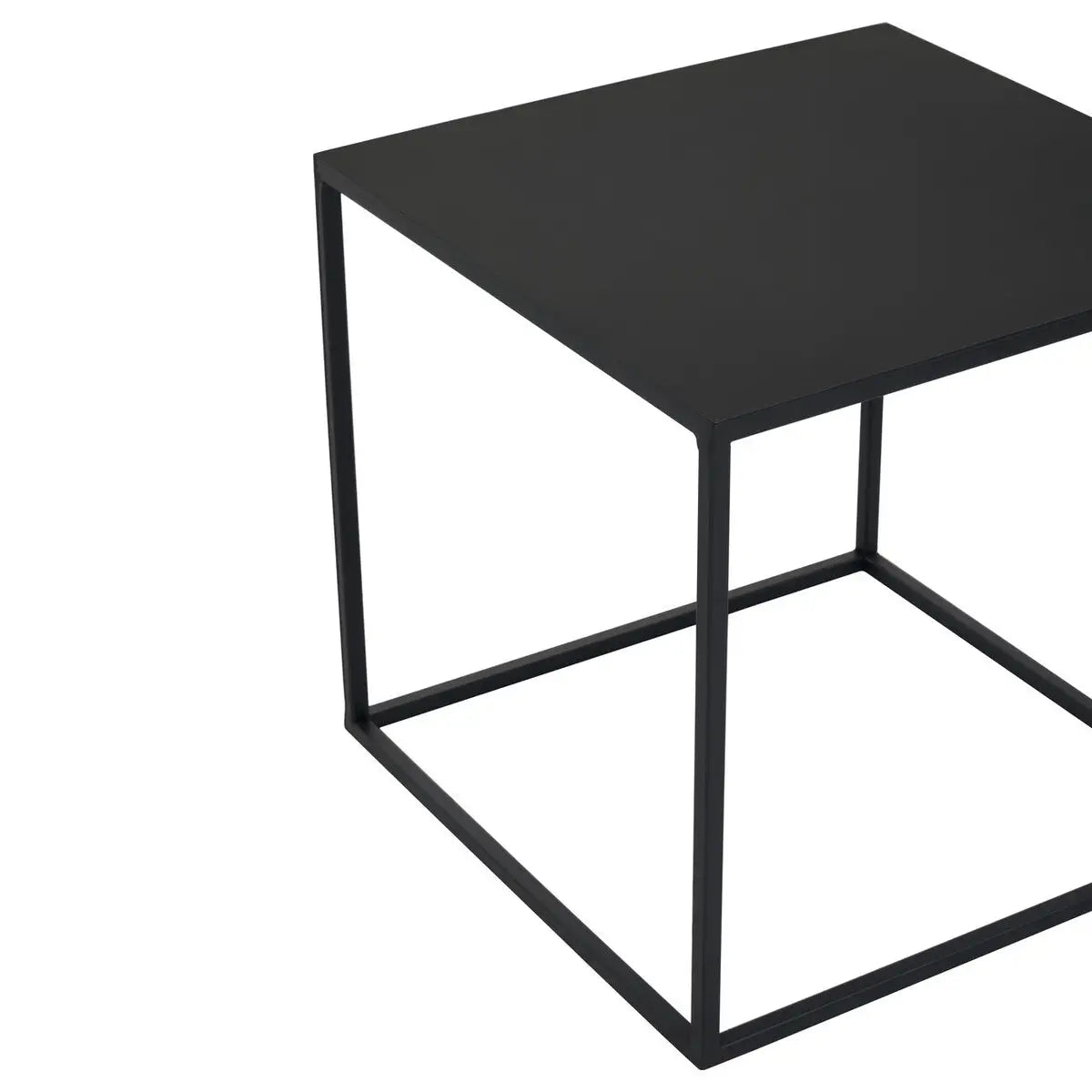 Three Piece Black and White Ombre Coffee Table Set with Slim Metal Frame, Ramus