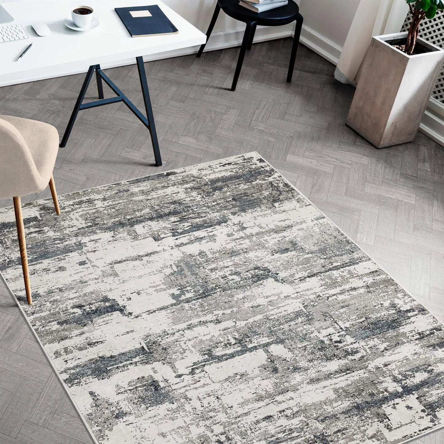 Tokyo Abstract Blue & White Rug