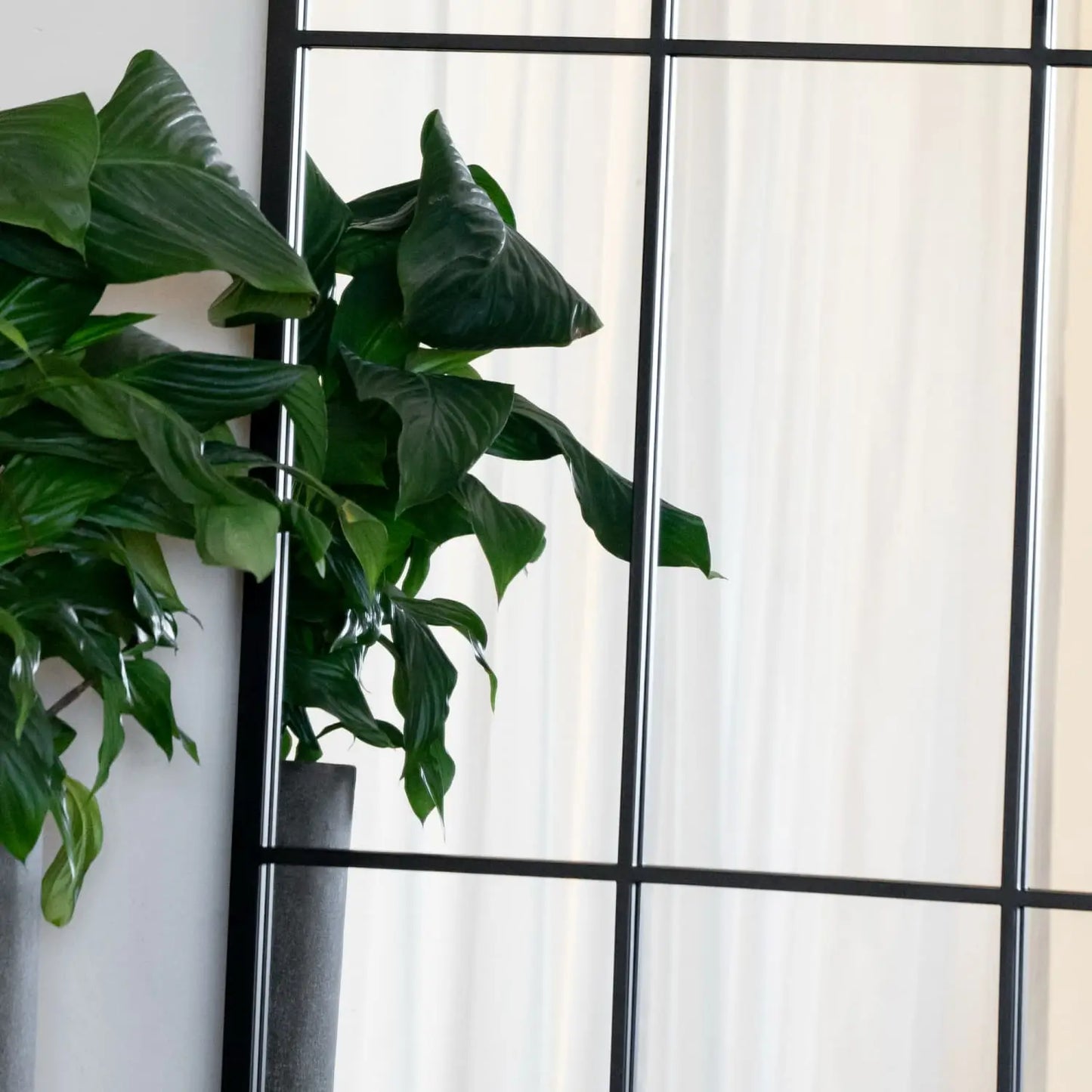 Tomi- Full Length Black Metal Arched Lattice Window Mirror - 200cm x 120cm