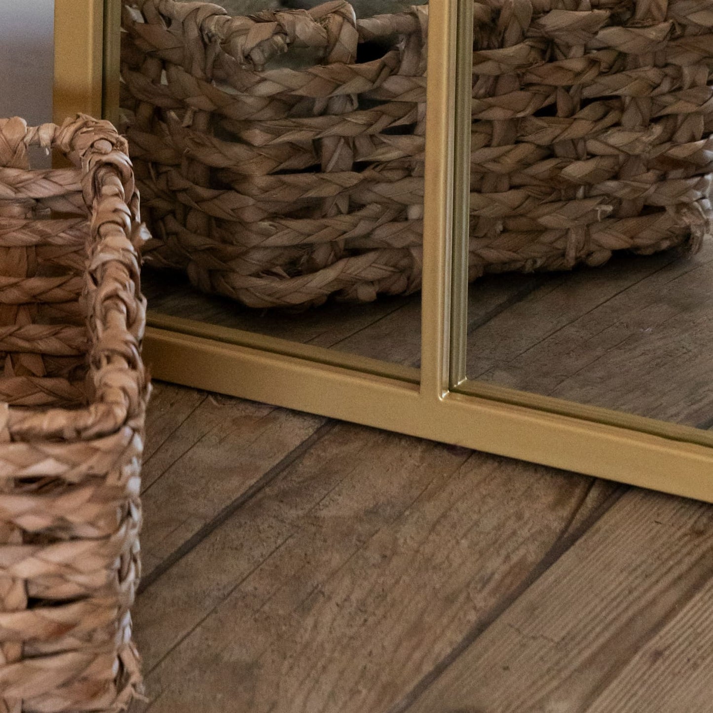 Tomi - Full Length Gold Metal Arched Lattice Window Mirror - 180cm x 90cm