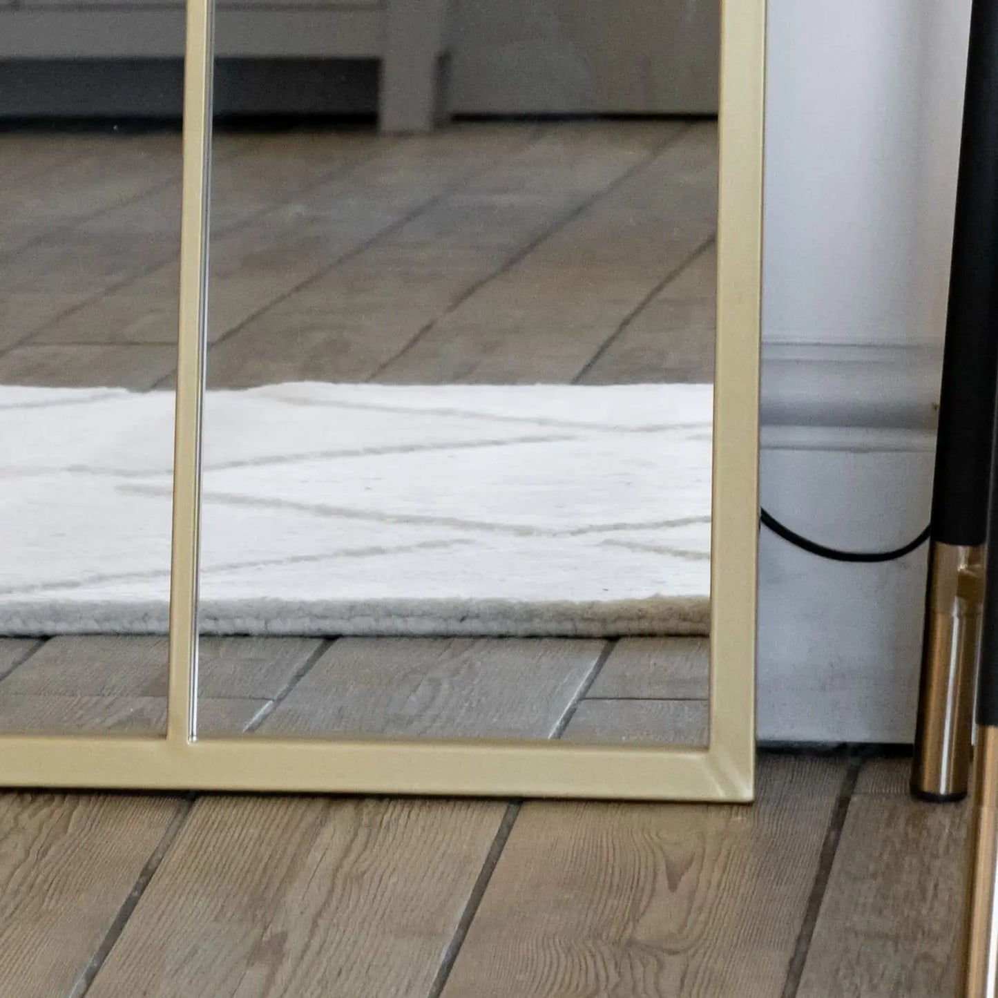 Tomi - Full Length Gold Metal Arched Lattice Window Mirror - 180cm x 105cm.