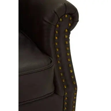 Trinity Brown Leather Effect Armchair with Stud Detail