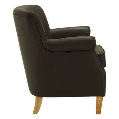 Trinity Brown Leather Effect Armchair with Stud Detail