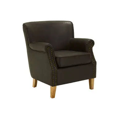 Trinity Brown Leather Effect Armchair with Stud Detail