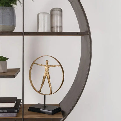 Trinity Natural Wooden and Metal Round Shelf Unit